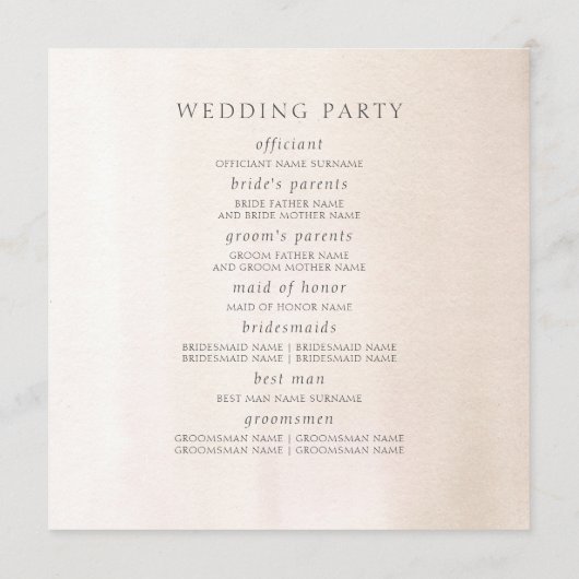 Programme Pampas Grass Blanc Orchidées Mariage tropical (Dos)