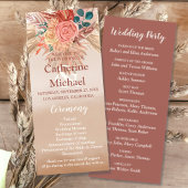 Programme Pampas Grass Floral Terracotta Boho Chic Mariage