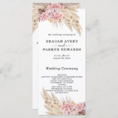 Programme Pampas Grass séché Floral Rose violet Mariage  (Devant / Derrière)