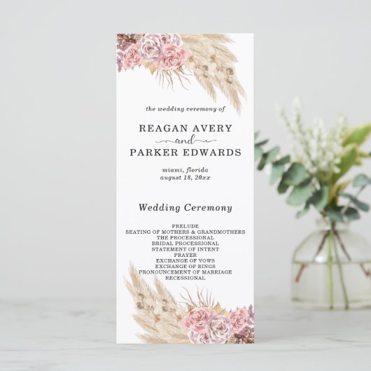 Programme Pampas Grass séché Floral Rose violet Mariage (Debout devant)