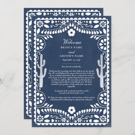 Programme Papel Picado Boda Mexican Wedding Itinerary (Devant / Derrière)