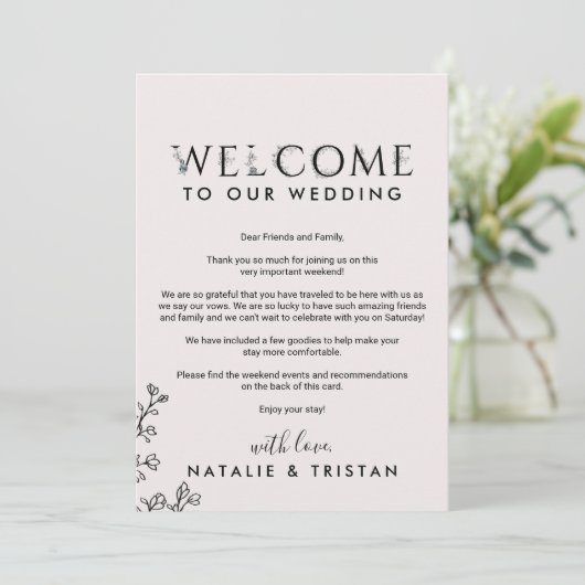 Programme Papier de bienvenue en typographie florale & Itiné (Debout devant)