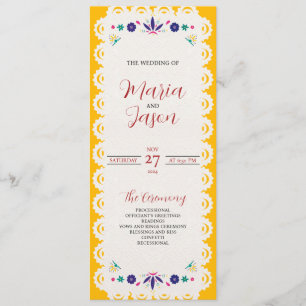 Programme Papier mexicain Picado Jaune Nuestra Boda Mariage