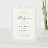 Programme Papier Plié Mariage Rayures Bleu Clair Classique (Devant)