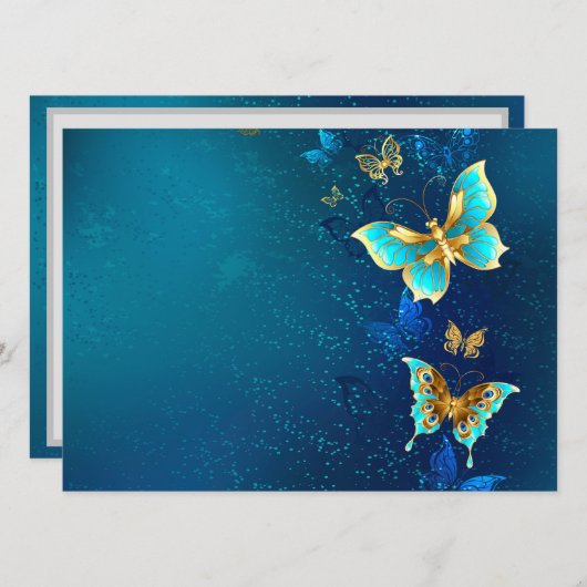 Programme Papillons d'or sur un Arrière - plan bleu (Devant / Derrière)