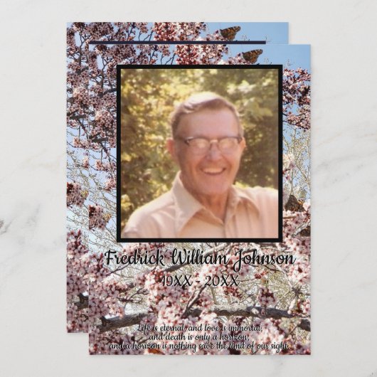 Programme Papillons et Arbre en fleurs avec Photos Citation (Devant / Derrière)