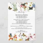 Programme Papillons fleur sauvage Floral Mariage Itinéraire (Dos)