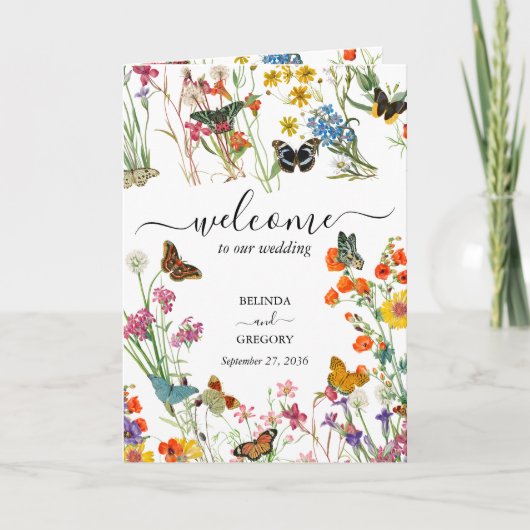 Programme Papillons fleur sauvage Mariage Ordre de service (Devant)