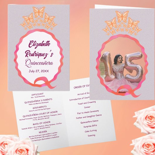 Programme Papillons Quinceanera Tiara Couronne Squiggle