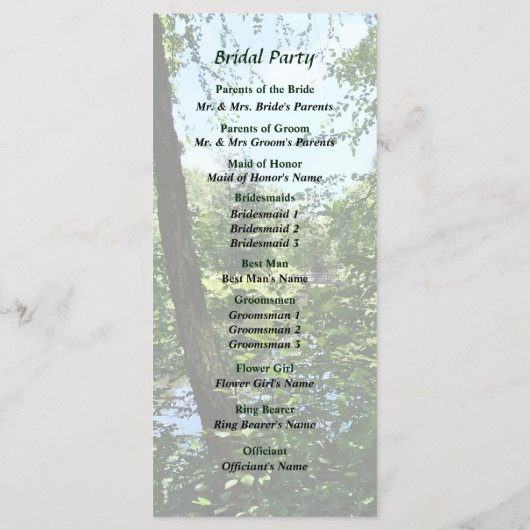 Programme Park With Bridge in Distance Wedding Program (Dos)