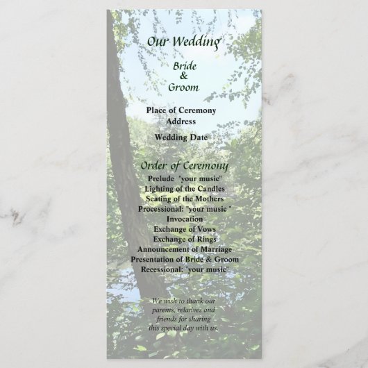 Programme Park With Bridge in Distance Wedding Program (Devant)