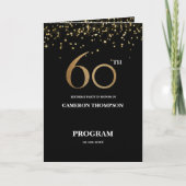 Programme Parties scintillant d'or Noir confetti 60e anniver (Devant)