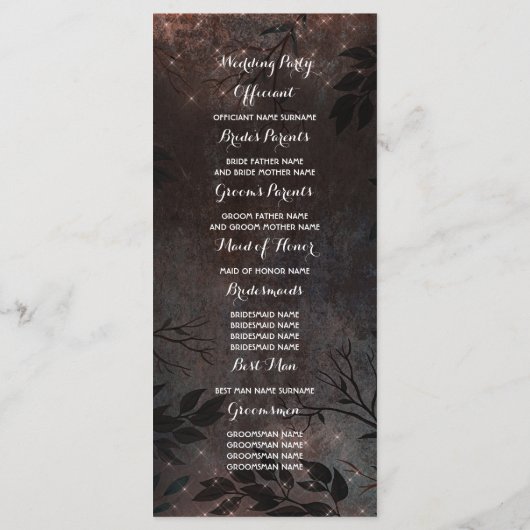 Programme Parties scintillant d'or rose Rustique Nature Prog (Dos)