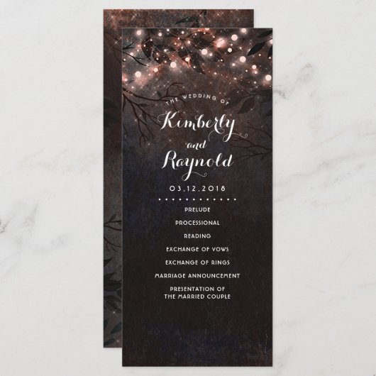 Programme Parties scintillant d'or rose Rustique Nature Prog (Devant / Derrière)