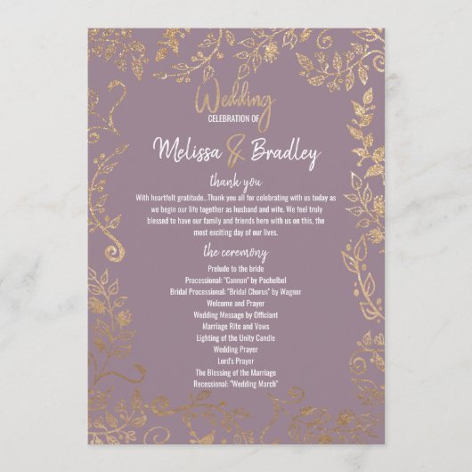 Programme Parties scintillant Florale Or Ombre Mauve Lilac P (Devant)