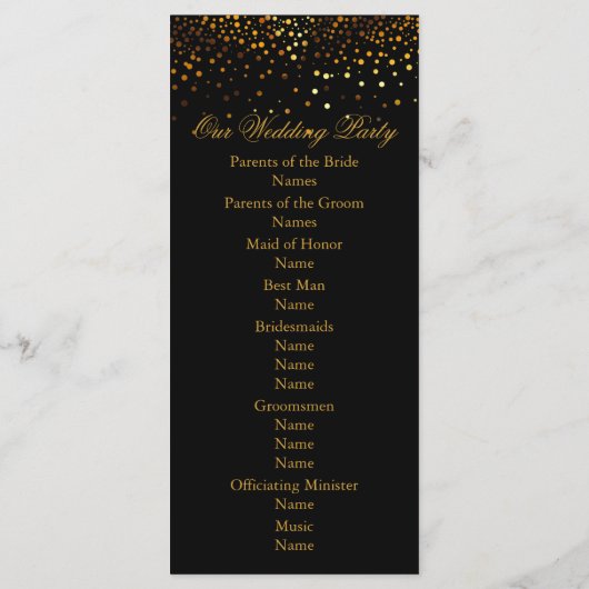 Programme Parties scintillant Noire Confetti Faux Foil Progr (Dos)