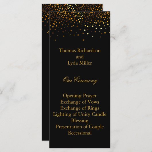 Programme Parties scintillant Noire Confetti Faux Foil Progr (Devant / Derrière)