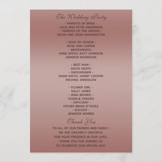 Programme Parties scintillant or rose et anneaux Mariage arg (Dos)