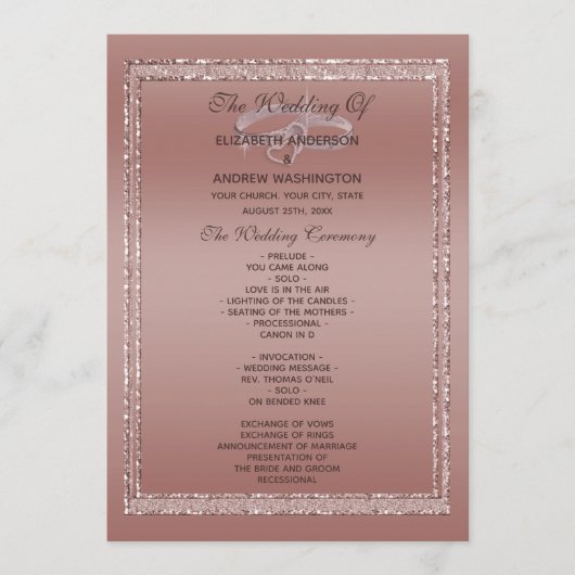 Programme Parties scintillant or rose et anneaux Mariage arg (Devant)