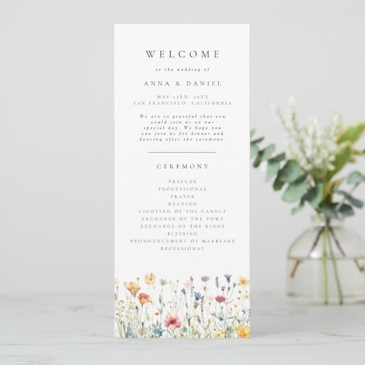 Programme Pastel Boho Wildflower Wedding Program (Debout devant)