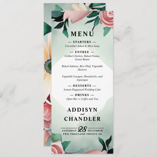 Programme Pastel Flower Elégance : Sage Green Floral Mariage (Devant / Derrière)