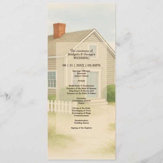 Programme Pastel ivoire Blue Cape Cod Mariage du littoral Dî (Dos)