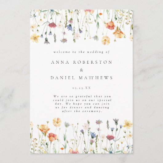 Programme Pastel Wildflower Wedding Program (Devant)