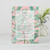 Programme Paume Tropical Rose Feuille Itinéraire Mariage (Debout devant)