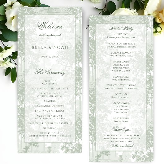 Programme Paysage Classique Toile de Mariage Vert Sauge