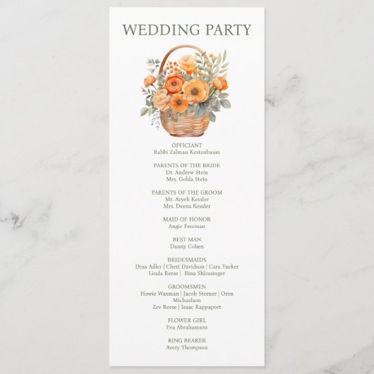 Programme Peach Summer Mariage Cerememing Program (Dos)