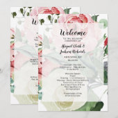 Programme Peach Watercolor Floral Patal Mariage Ceremony (Devant / Derrière)