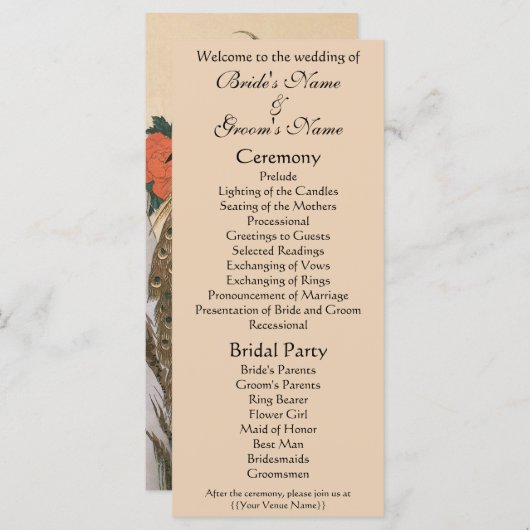 Programme Peacock et Peonies par Mariage Hiroshige (Devant / Derrière)