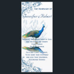 Programme Peacock Garden in Blue and White Wedding Program<br><div class="desc">Symbole de beauté, le paon a inspiré ce design unique appelé Peacock Garden en Mariage bleu et blanc. Un beau paon se jette dans l'herbe, tandis qu'à chacun des quatre coins il y a un rouleau d'angle bleu complémentaire. Cet ensemble contient des invitations, enregistrer les cartes de date, les cartes...</div>