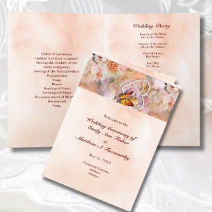 Programme Pearl Heart Floral Rose Butterfly Mariage plié