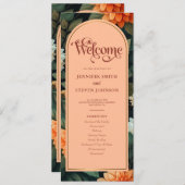 Programme Pêche et vert Floral Mariage d'Arche d'or (Devant / Derrière)