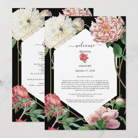 Programme Peonies blanches roses Fleurs Mariage Itinéraire N (Devant / Derrière)