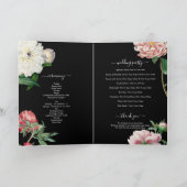 Programme Peonies roses Mariage Ordre de service Noir (Intérieur)