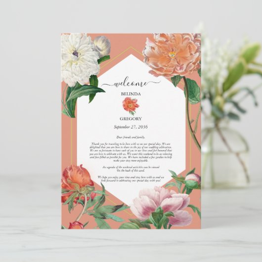 Programme Peonies roses Pêche Fleurs Mariage Itinéraire (Debout devant)