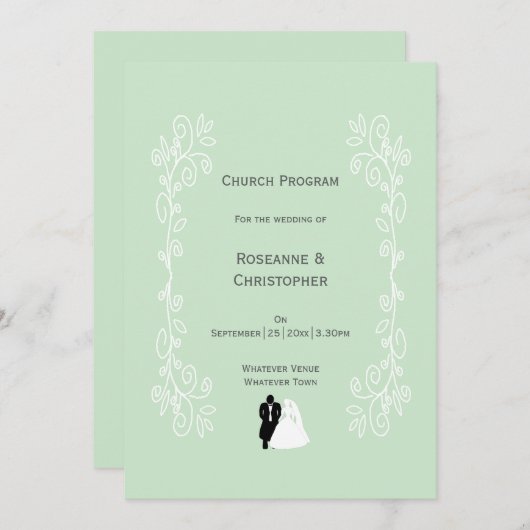 Programme Peppermenthe mariée et Mariage de défilement de la (Devant / Derrière)