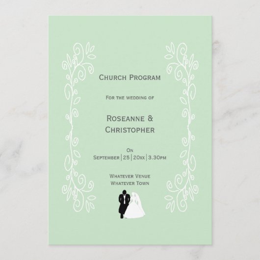 Programme Peppermenthe mariée et Mariage de défilement de la (Devant)