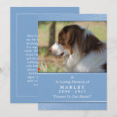 Programme Pet Memorial 5x7 bleu clair poème contenté (Devant / Derrière)