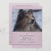 Programme Pet Memorial Card 5"x7" rose moderne - Femme Pet (Devant / Derrière)
