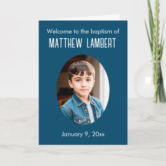 Programme Photo Bleu foncé Avant Polka-Dot Baptême plié (Devant)