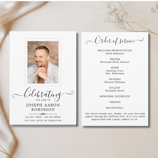 Programme Photo Célébration de la vie Ordre du service