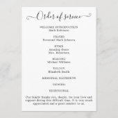 Programme Photo Célébration de la vie Ordre du service (Dos)