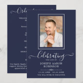 Programme Photo Célébration de la vie Ordre du service Bleu (Devant / Derrière)