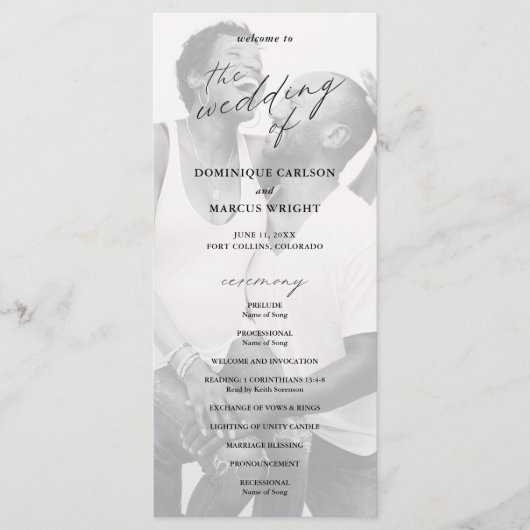 Programme Photo de calligraphie élégante Mariage moderne (Devant)