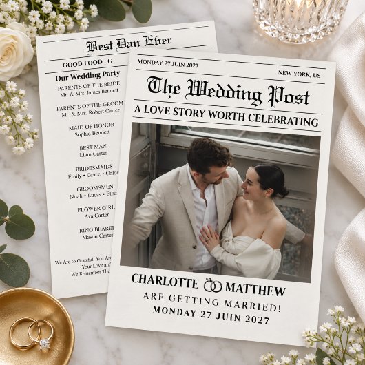 Programme Photo de journal moderne noir blanc Mariage