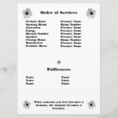 Programme Photo du Service commémoratif des Daisies d'Afriqu (Dos)