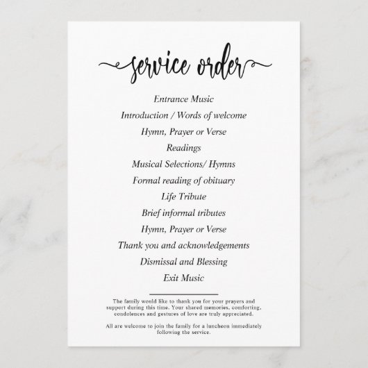Programme Photo Élégante En Mémoire Amoureuse Funérailles (Dos)